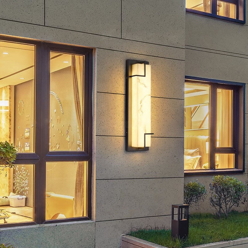 Aplique de pared LED de resina de acero inoxidable rectangular minimalista moderno para patio exterior 