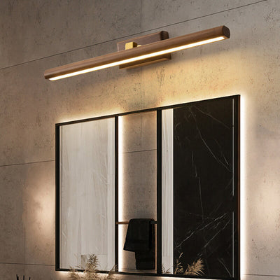 Nordic Minimalist Walnut Copper Cylinder LED Bathroom Vanity Mirror Front Wall Sconce Lamp