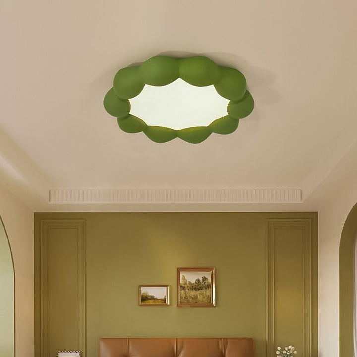 Traditionelle französische Harz-Acryl-Deckenleuchte mit rundem Schirm, LED-Unterputzmontage für Wohnzimmer 