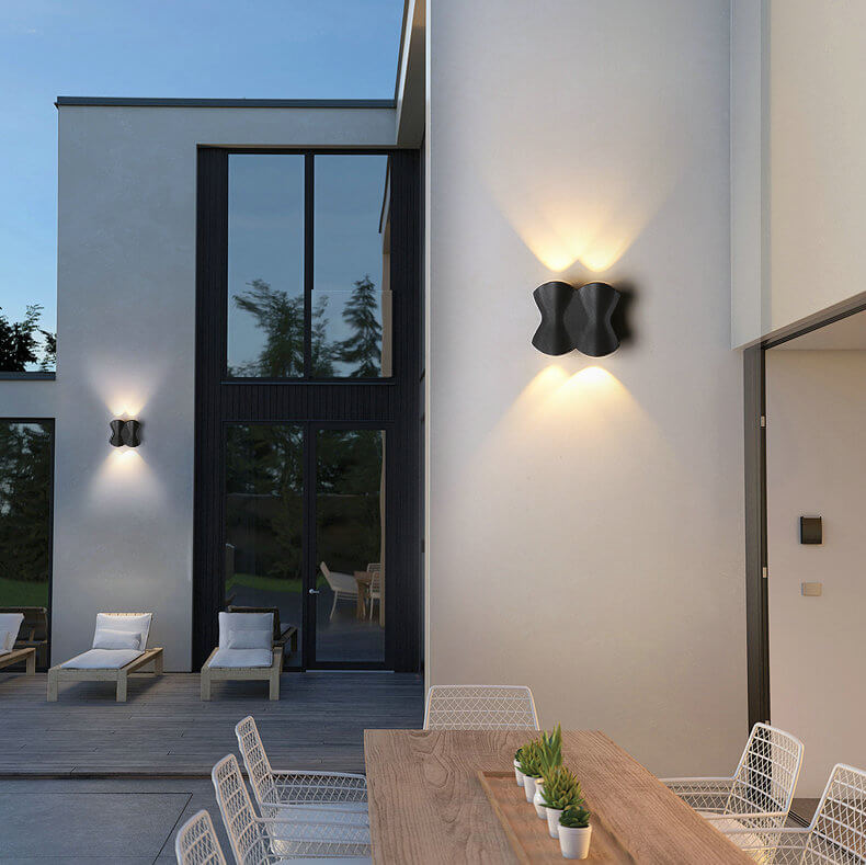 Lámpara Aplique de Pared Exterior LED de Aluminio en Forma de Onda Rectangular de Simplicidad Moderna para Patio Exterior 