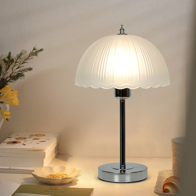 Contemporary Nordic Iron Glass Dome Petal 1-Light Table Lamp For Bedside