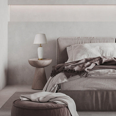 Moderne minimalistische Zylinder Keramik Stoff 1-Licht Tischlampe für Schlafzimmer 