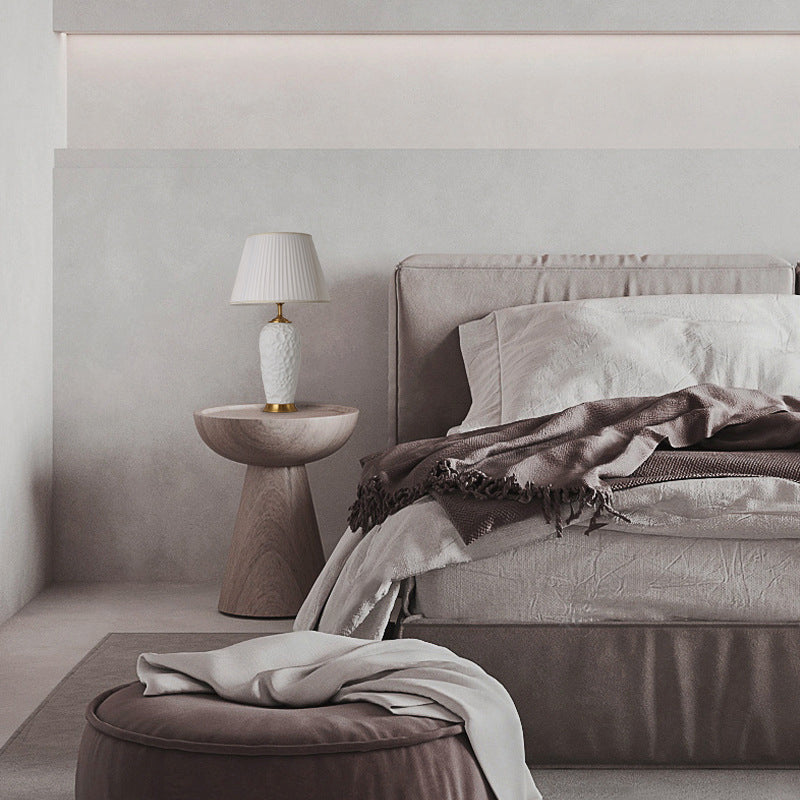 Moderne minimalistische Zylinder Keramik Stoff 1-Licht Tischlampe für Schlafzimmer 