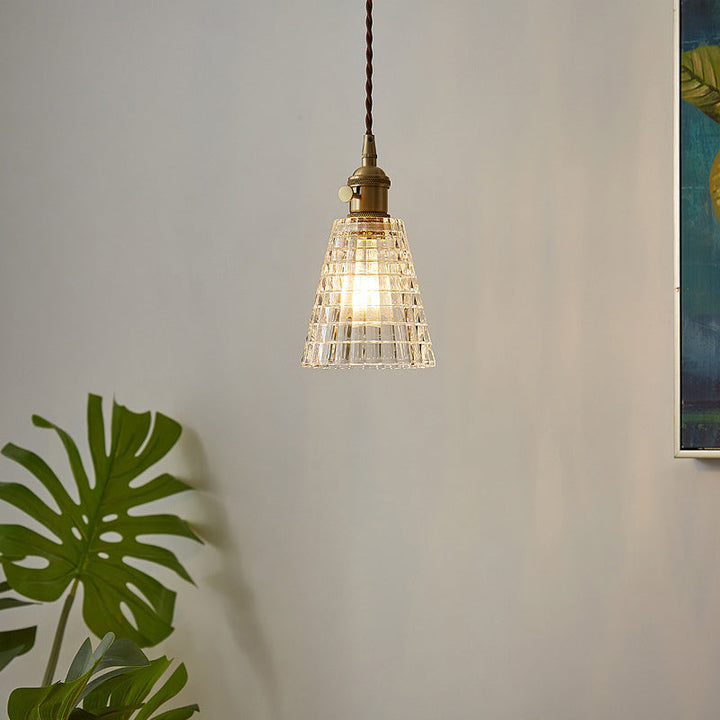 Lustre suspendu en laiton avec verre rond vintage traditionnel à 1 lumière pour salon 