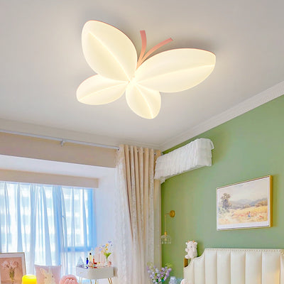 Modern Art Deco Butterfly Design Iron PE LED Flush Mount Ceiling Light For Bedroom