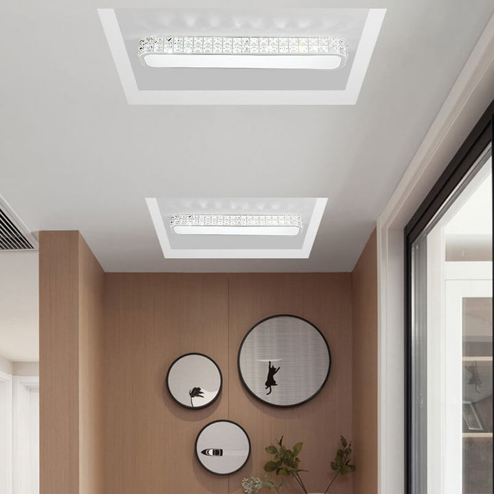 Lumière de plafond à montage affleurant LED en acrylique à bande longue en cristal moderne 
