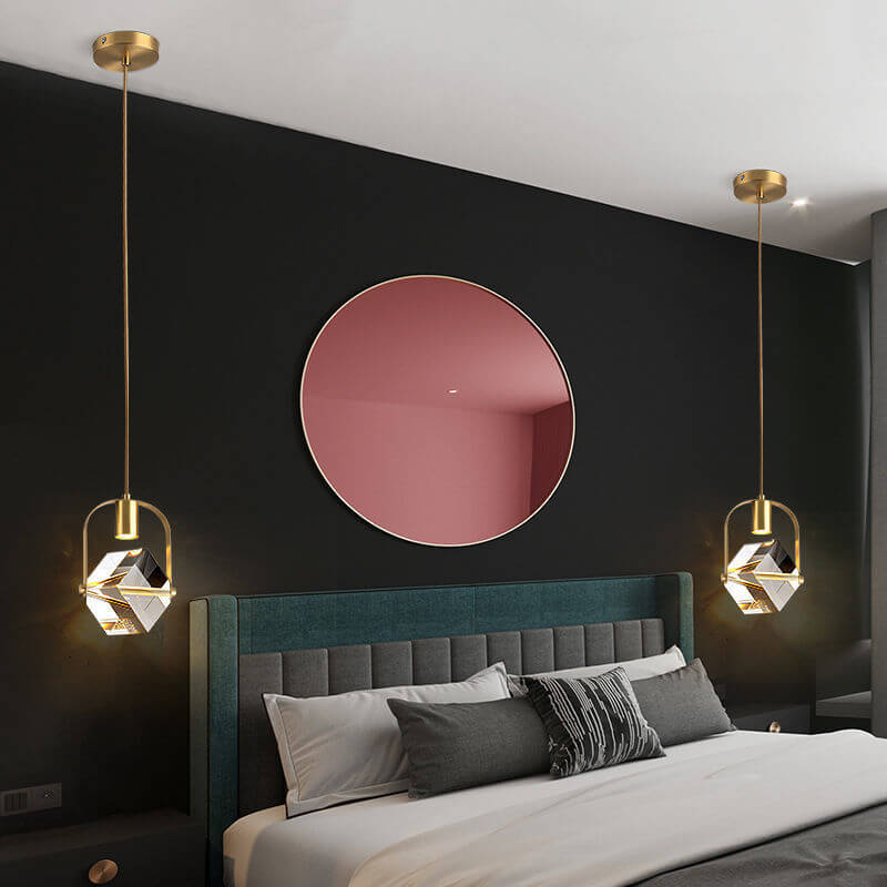 Moderne Einfachheit Kristall Quadrat 1-Licht Pendelleuchte für Schlafzimmer 