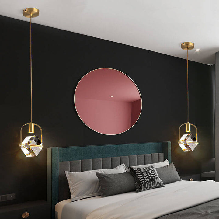 Moderne Einfachheit Kristall Quadrat 1-Licht Pendelleuchte für Schlafzimmer 