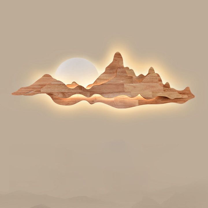 Lámpara de Aplique de Pared LED de Paisaje de Madera China Tradicional para Sala de Estar 