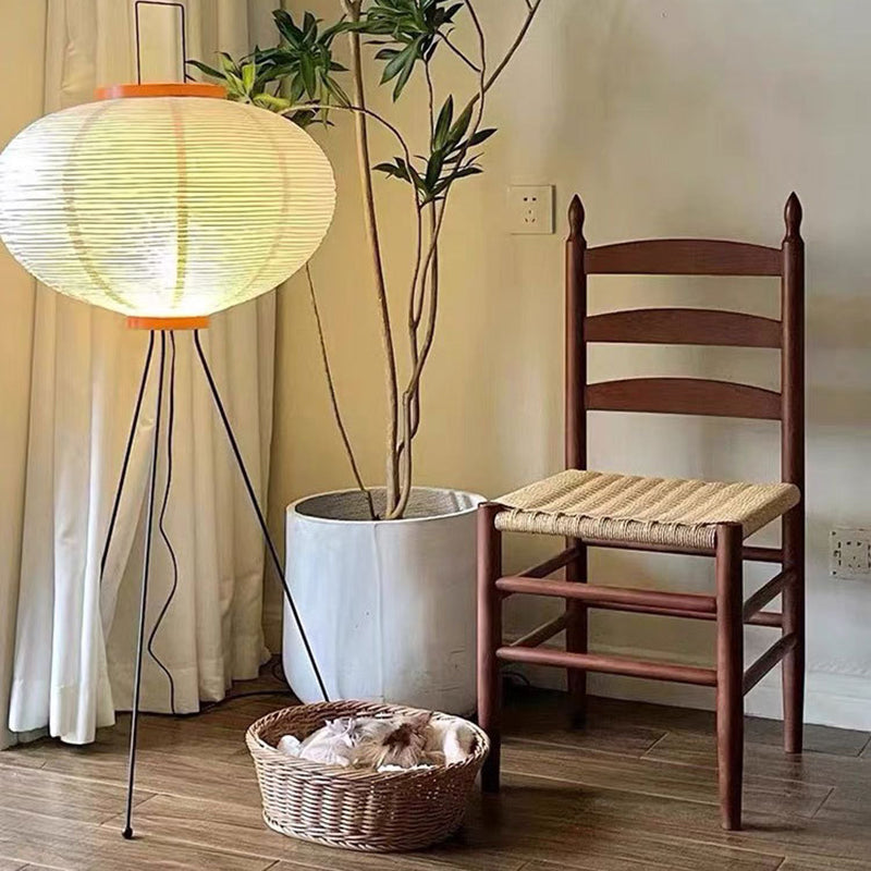 Chaise de salle à manger carrée en bois de caoutchouc tissé rétro contemporain avec dossier et repose-pieds en corde de papier kraft 