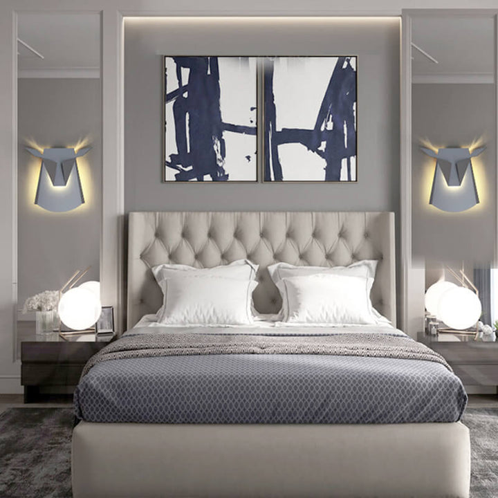 Lampe murale LED créative contemporaine en forme de tête de taureau en fer pour chambre à coucher 