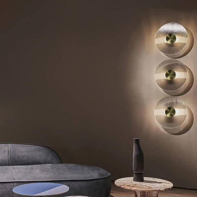 Modern Light Luxury Hardware Disc Glass LED Wall Sconce Lamp