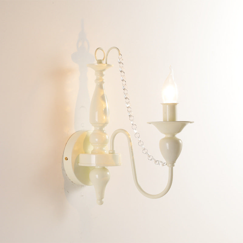 Applique Murale Traditionnelle en Fer Cristal Français 1/2 Lumière pour Chambre 