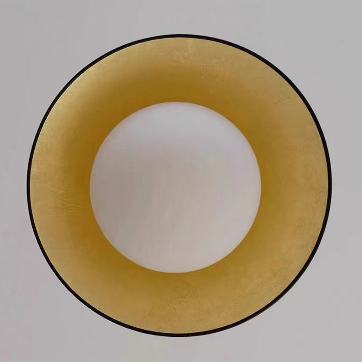 Luz de techo empotrada de 1 luz de hierro con vidrio redondo vintage tradicional con hoja de oro para dormitorio 