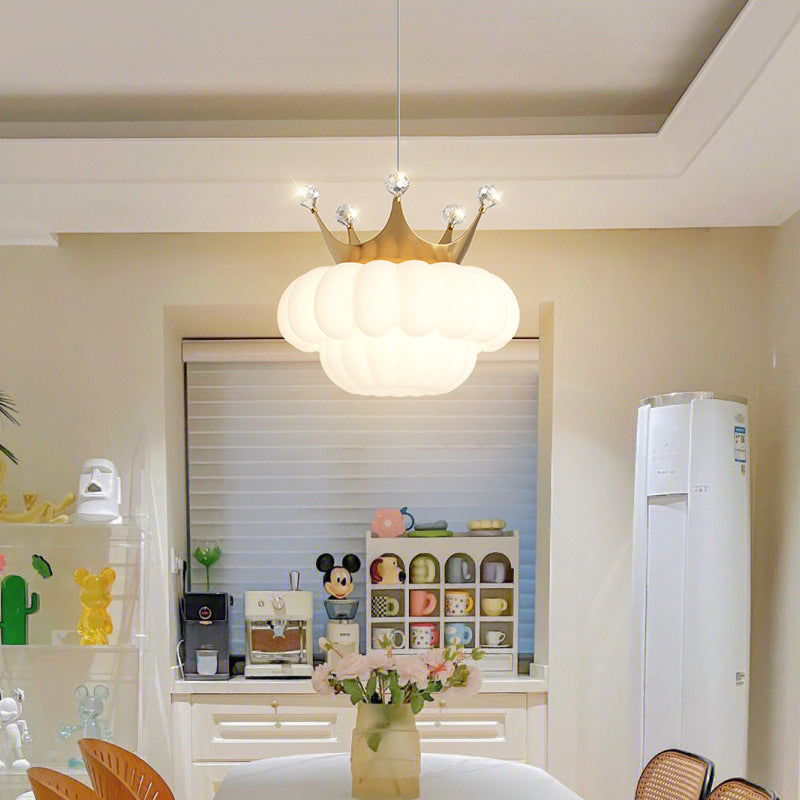 مصباح معلق من الكريستال LED للأطفال المعاصرين بتصميم سحابة وتاج حديدي لغرفة النوم 