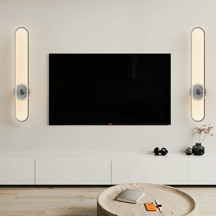 Moderne minimalistische lange ovale Hardware Aluminium LED Wandleuchte Lampe für Wohnzimmer 