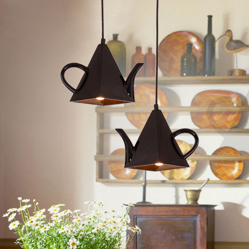 Lámpara Colgante de Resina con 1 Luz en Forma de Taza de Té y Tetera Creativa Contemporánea para Sala de Estar 