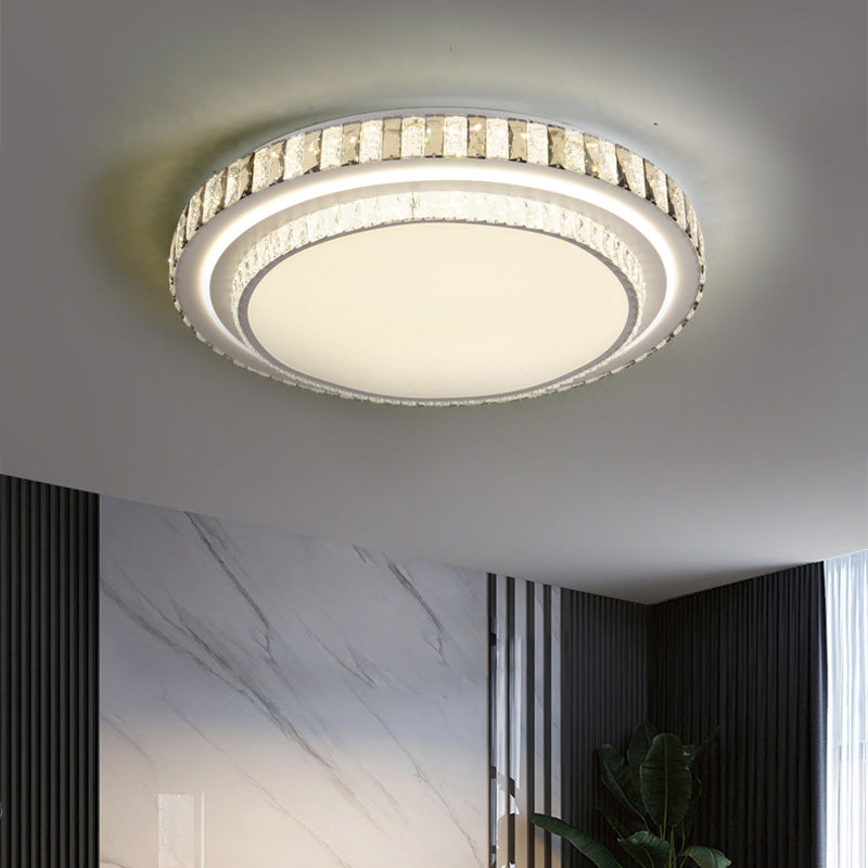 Luz de techo LED de montaje empotrado redonda minimalista moderna de acrílico y cristal de hierro para dormitorio 