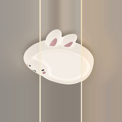 Modern Art Deco Bunny Bear PC Iron LED Flush Mount Ceiling Light For Bedroom