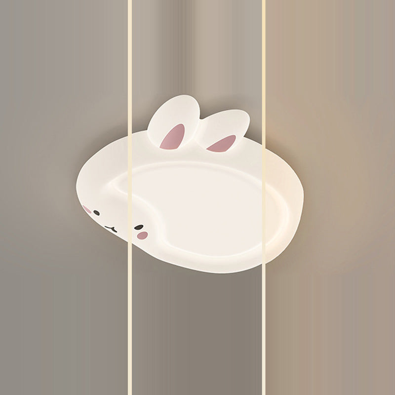Modern Art Deco Bunny Bear PC Iron LED Flush Mount Ceiling Light For Bedroom