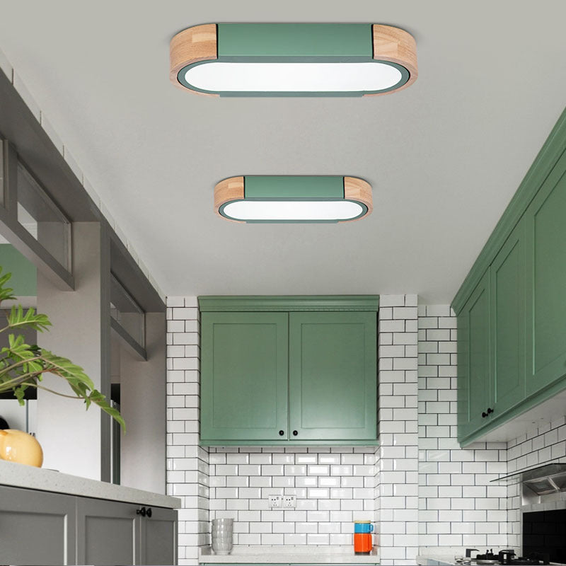 Contemporáneo Escandinavo Lámpara de Techo Empotrada LED Acrílico de Tronco Ovalado Largo de Hierro para Dormitorio 