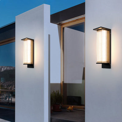 Modern Minimalist Solar Waterproof Rectangular Stainless Steel Acrylic LED Outdoor Wall Sconce Lamp For Outdoor Patio