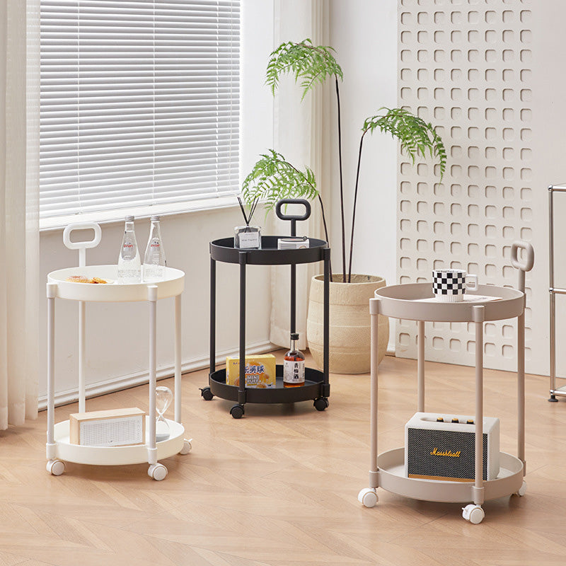 Moderner minimalistischer runder Couchtisch aus PP und Carbonstahl, drehbar, mit zwei Ebenen, für das Wohnzimmer 