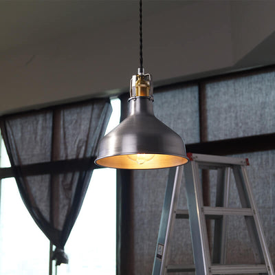 Lámpara colgante de geometría de cúpula de hierro minimalista industrial plateada y cobre de 1 luz 