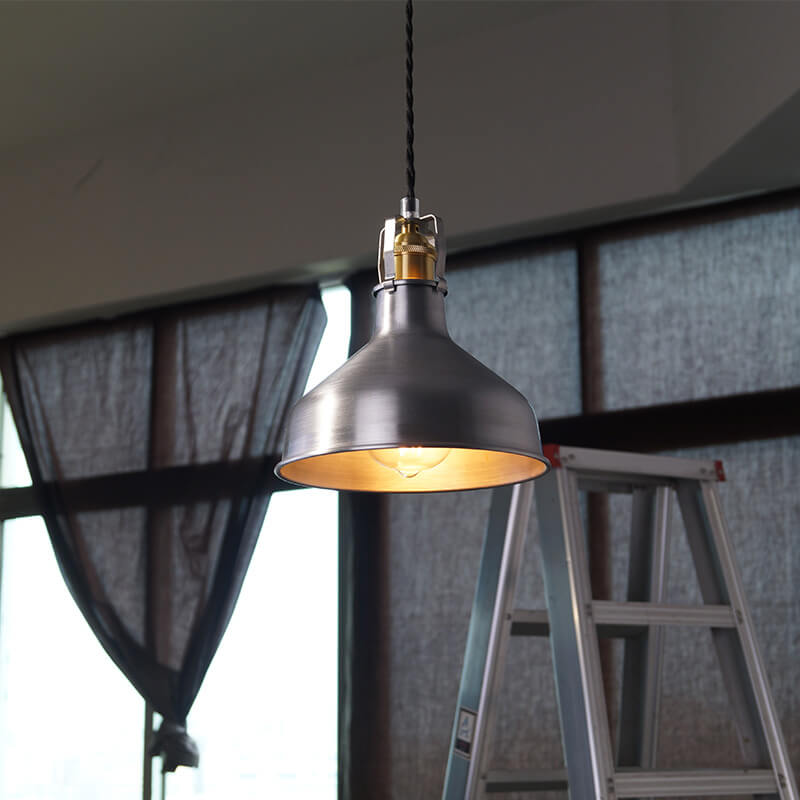 Lámpara colgante de geometría de cúpula de hierro minimalista industrial plateada y cobre de 1 luz 