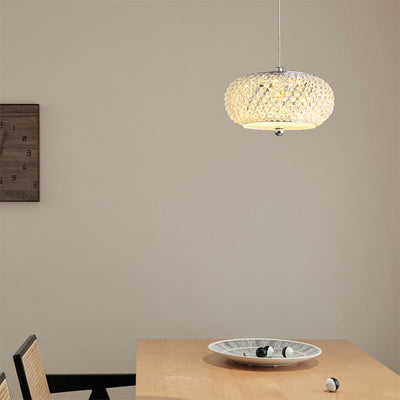 Moderne minimalistische ovale LED-Pendelleuchte aus Eisenkristall für Schlafzimmer 