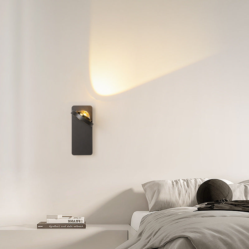 Moderne minimalistische runde Rechteck Eisen Aluminium drehbare LED Wandleuchte Lampe für Schlafzimmer 