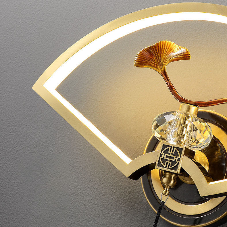 Lámpara de aplique de pared LED de acrílico de magnesio y cobre acanalado chino tradicional para dormitorio 