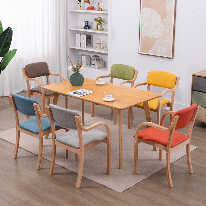 Modern Simplicity Fabric Plywood Sponge Square Curved Dining Chair Backrest Armrest For Dining Room