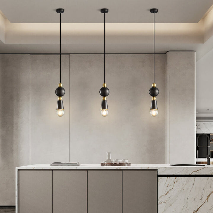 Modern Minimalist Geometric Column Glass Brass 1-Light Pendant Light for Living Room