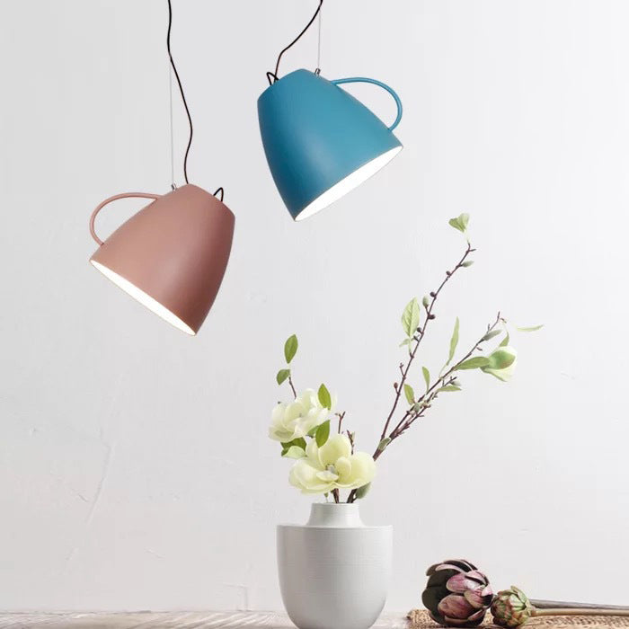 Contemporary Nordic Cup Shape Aluminum 1-Light Pendant Light For Living Room