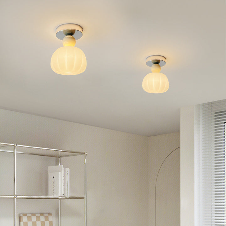 Zeitgenössische kreative Blume Eisen Acryl 1-Licht Semi-Flush Mount Deckenleuchte für Flur 