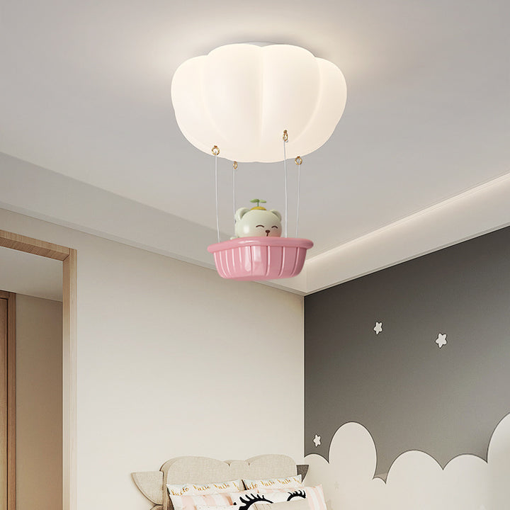 Lumière de plafond LED pour chambre à coucher en forme de montgolfière avec ours en fer citrouille pour enfants de simplicité moderne 