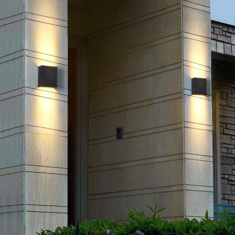 Modern Outdoor Square Column Waterproof LED Wall Sconce Lamp