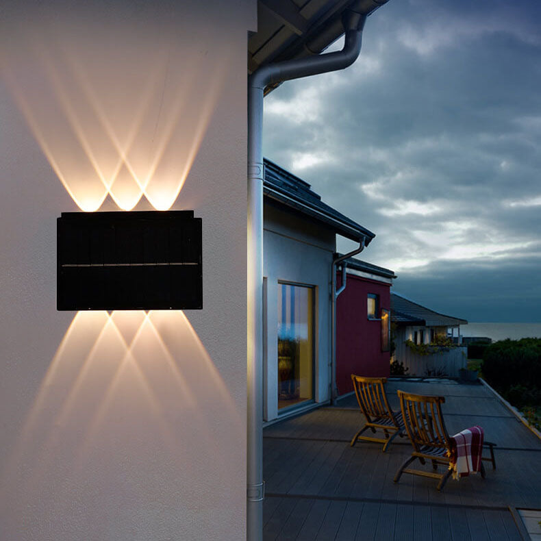 Outdoor Solar Square Panel LED Waterproof Patio Wall Sconce Lamp