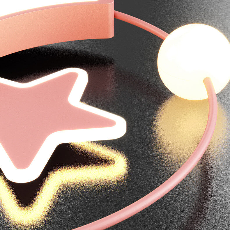 Zeitgenössische kreative Mond-Stern-Eisen-Acryl-LED-Deckenleuchte für das Schlafzimmer 