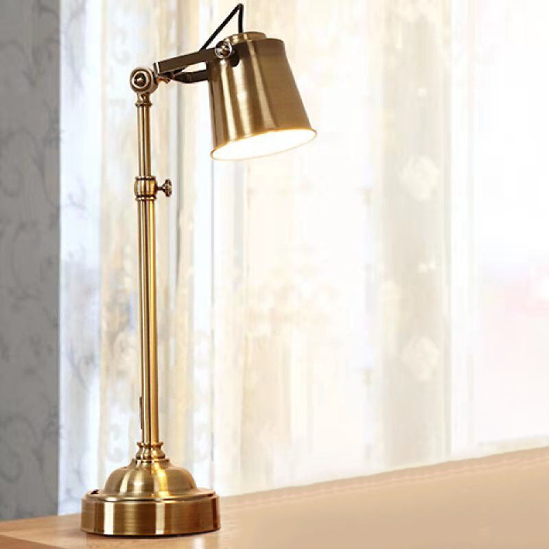 Contemporary Industrial Cylinder Brass 1-Light Table Lamp For Bedroom