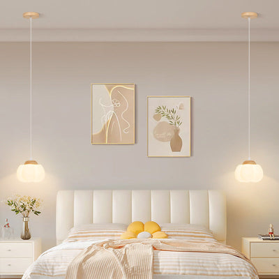 Lustre à suspension 1 lumière en bois avec abat-jour en kapok acrylique pastoral traditionnel français pour chambre 