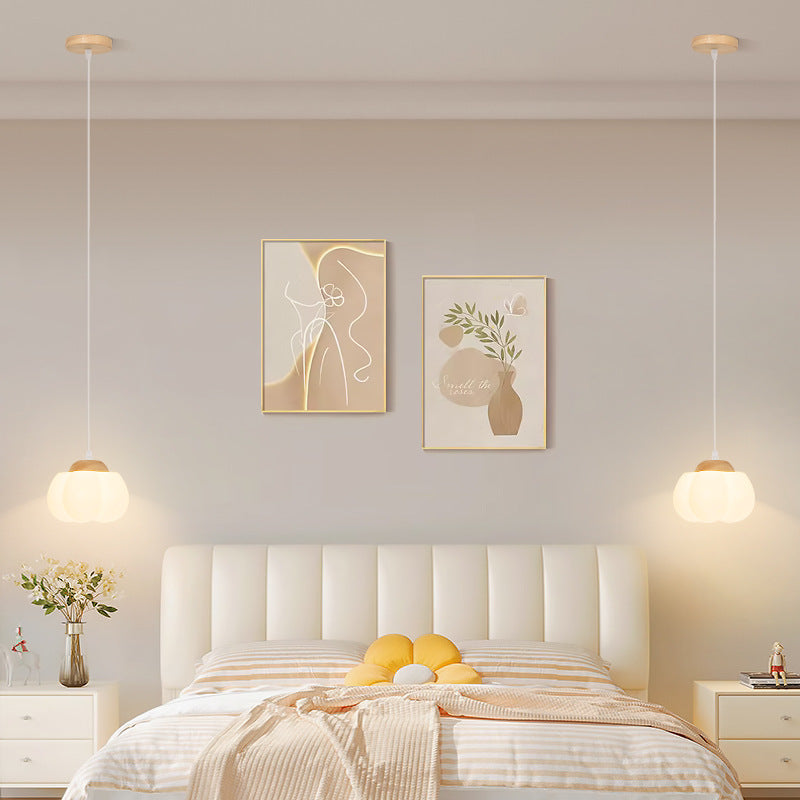 Lustre à suspension 1 lumière en bois avec abat-jour en kapok acrylique pastoral traditionnel français pour chambre 