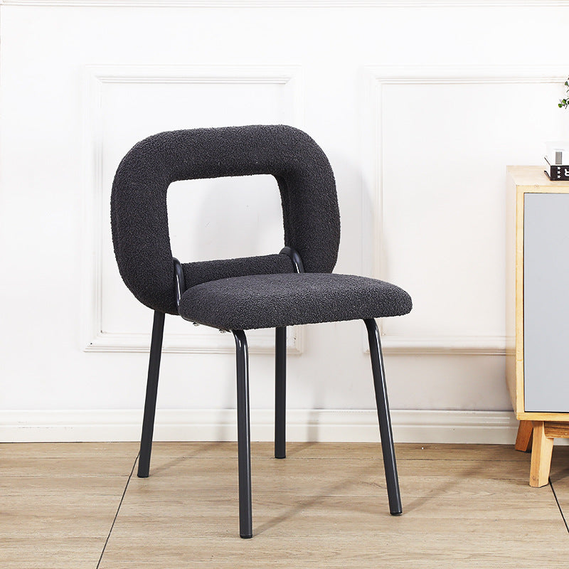 Respaldo de silla de comedor de diseño de donut de lana de cordero escandinavo contemporáneo para comedor 