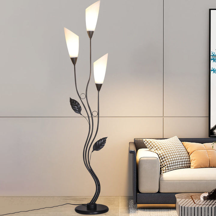 Retro Kreative Acrylblumen-Schirm Eisenblatt Deko-Rahmen 1-Licht Stehende Stehlampe 
