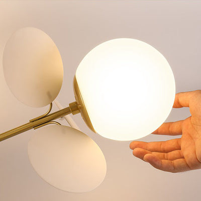 Modern Mid-century Acrylic Flower Decor Glass Ball Shade 1-Light Semi-Flush Mount Ceiling Light For Living Room