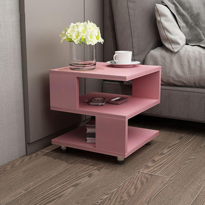 Table d'appoint contemporaine avec plateau carré en cube à 3 niveaux pour chevet 
