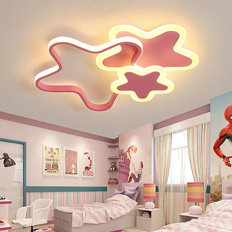 Zeitgenössische skandinavische Stern-Acryl-Schatten-Hardware-LED-Unterputz-Deckenleuchte für Schlafzimmer 
