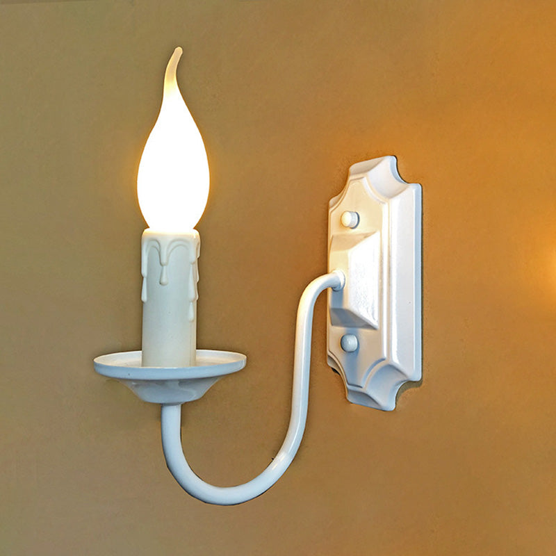 Traditional Rustic Iron Candlestick Holder 1-Light Wall Sconce Lamp For Hallway