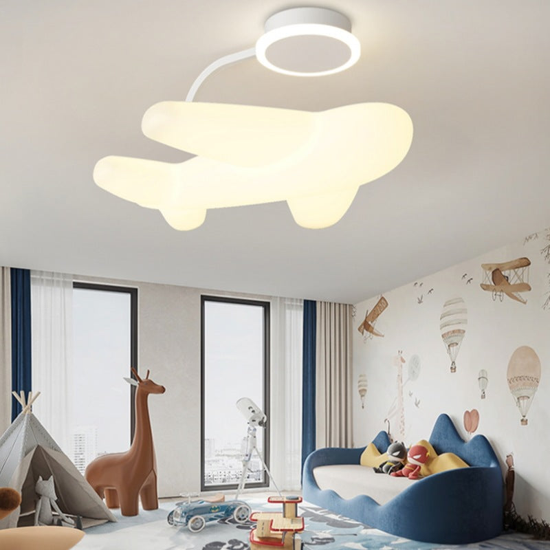 Moderne Einfachheit Kinder Eisen PE Flugzeug LED Semi-Flush Mount Deckenleuchte für Schlafzimmer 